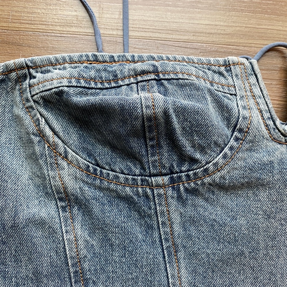 LIONESS Denim Del Gato Corset Top Size Medium | New With Tags - Picture 2 of 8